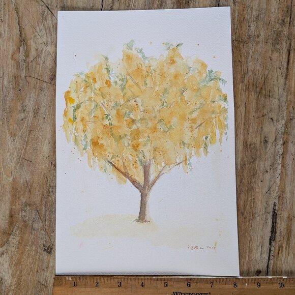 Golden Shower Tree Cassia Fistula: Original Watercolor Painting - Picture 5 of 5